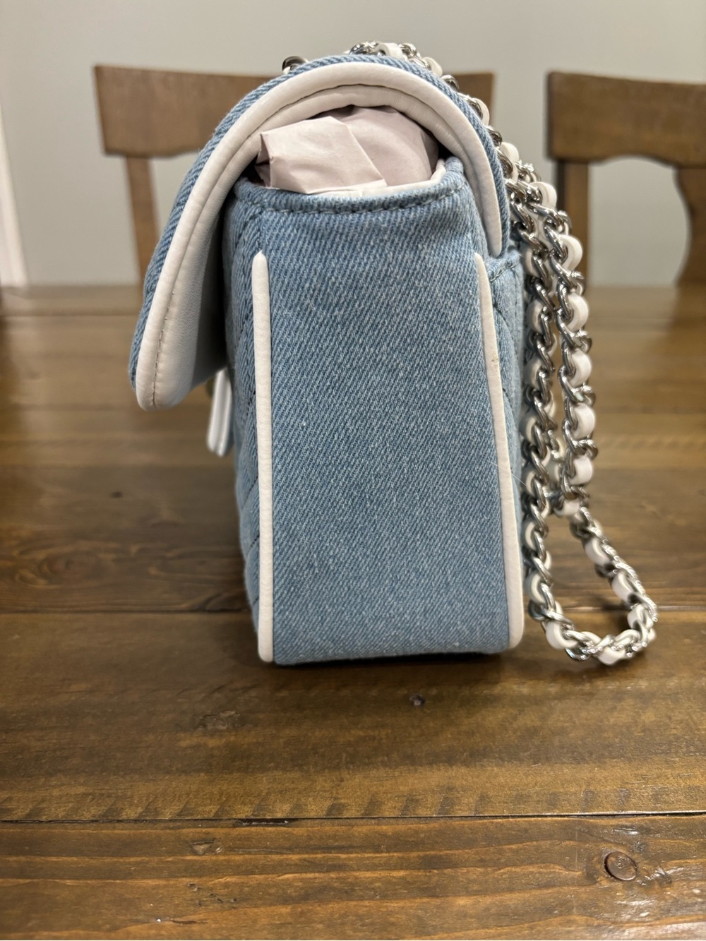 Karl Lagerfeld Agyness Light wash Denim Shoulder Bag - Picture 5 of 12
